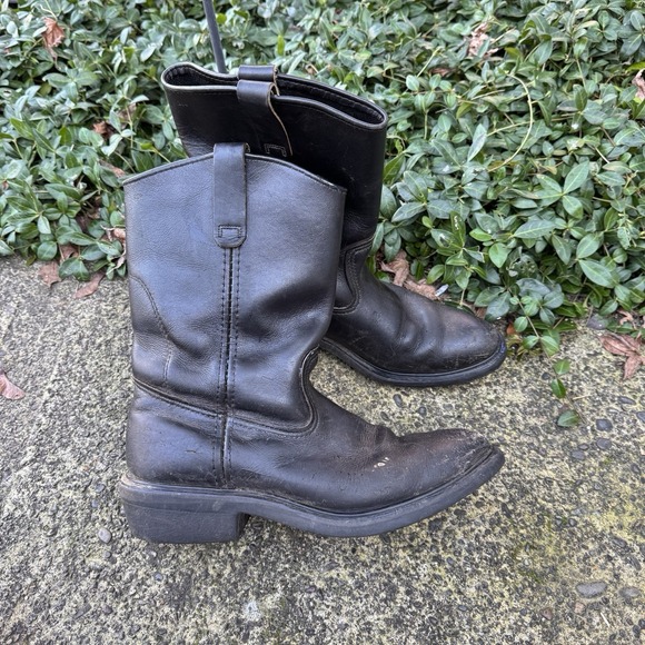 Vintage Red Wing Pecos Black Soft Toe Leather Boots Men's Size 10 B Engineer